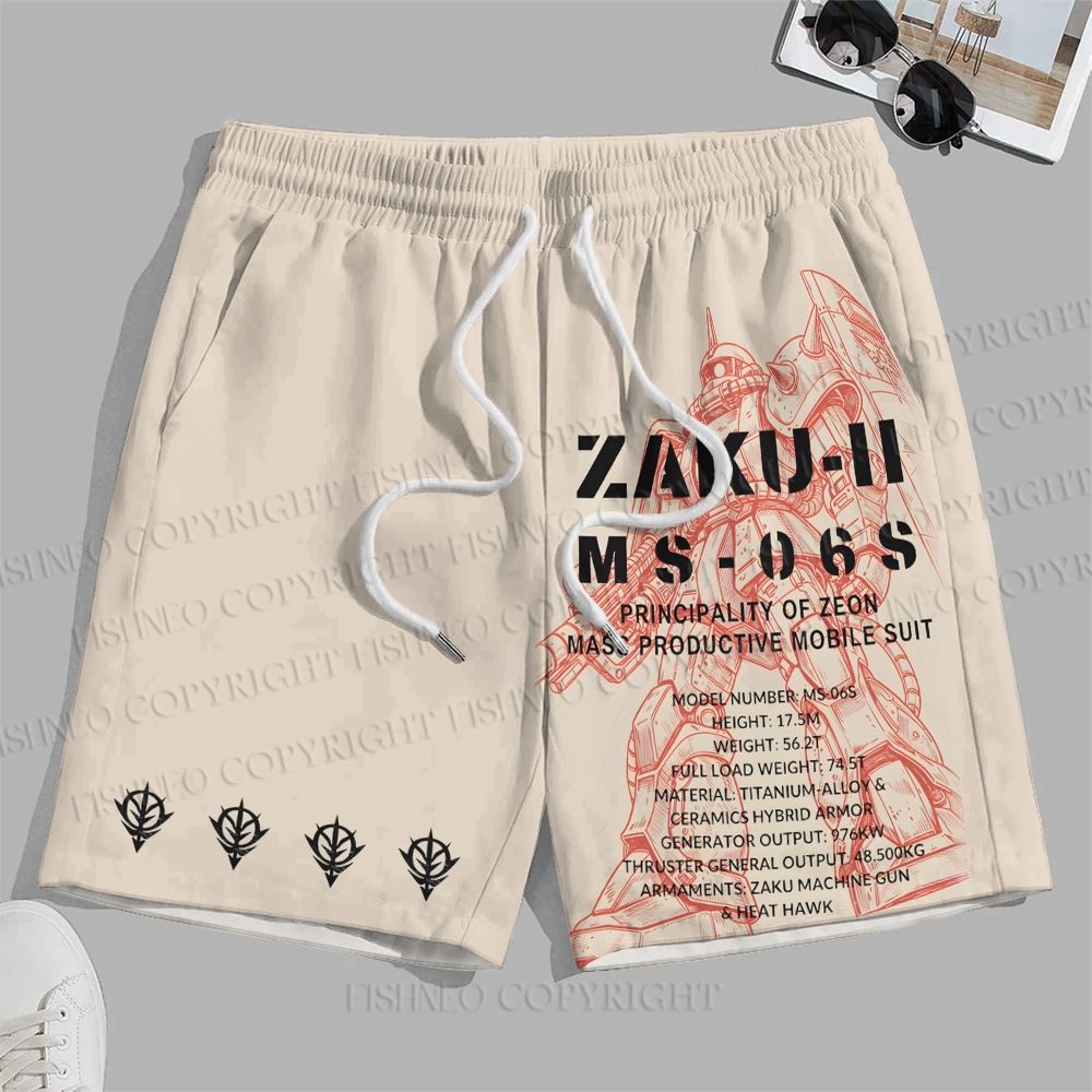 Men's MS-06S ZAKU II Printed Casual Beach Plus Size Shorts