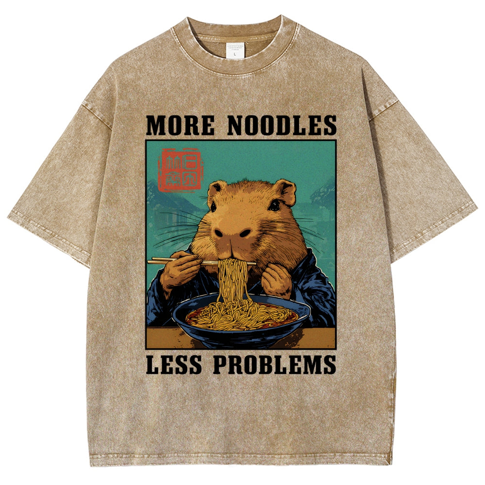 More Noodles Less Problems Washed T-Shirt
