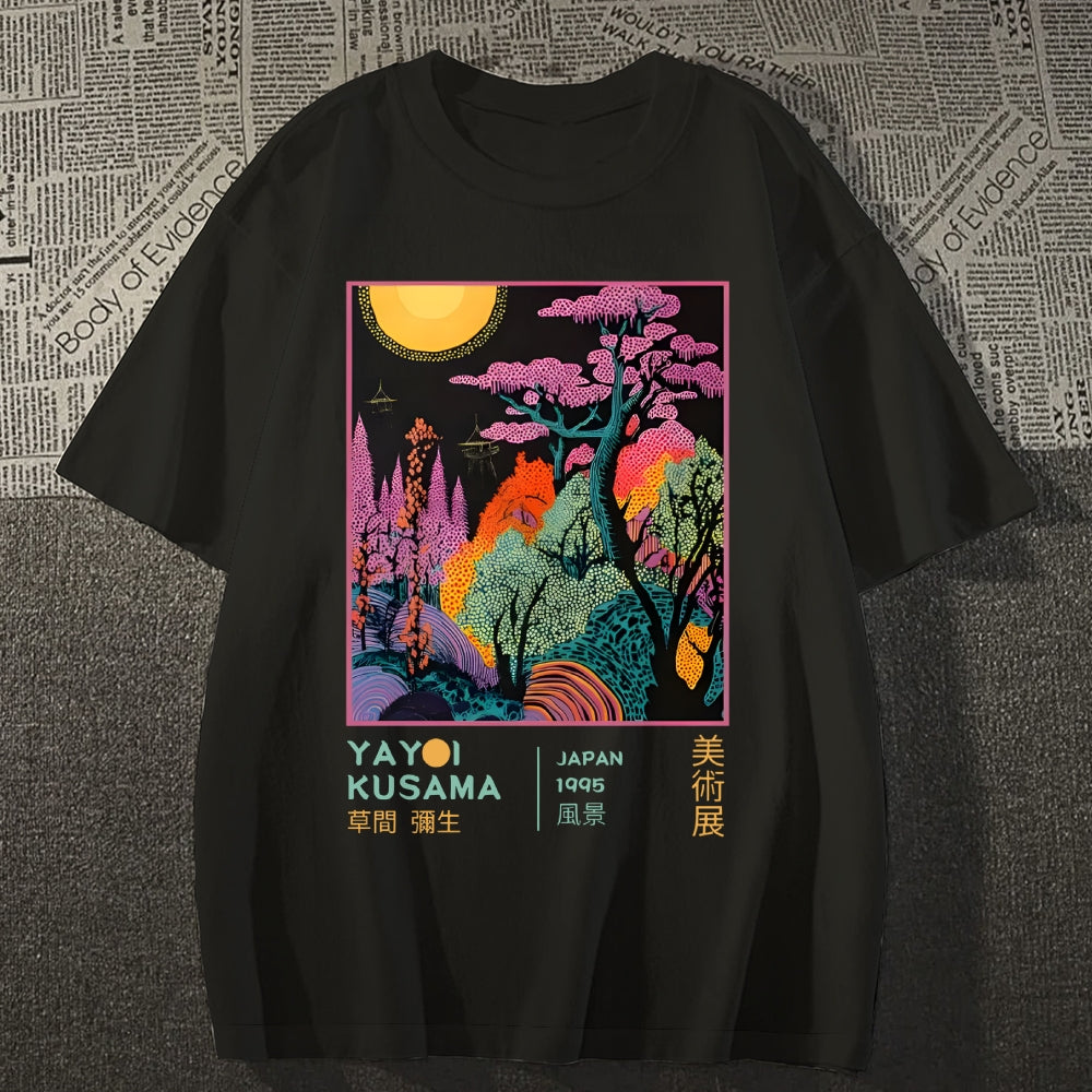 Unisex Classic Cotton Yayoi Kusama Tree Printed T-shirt
