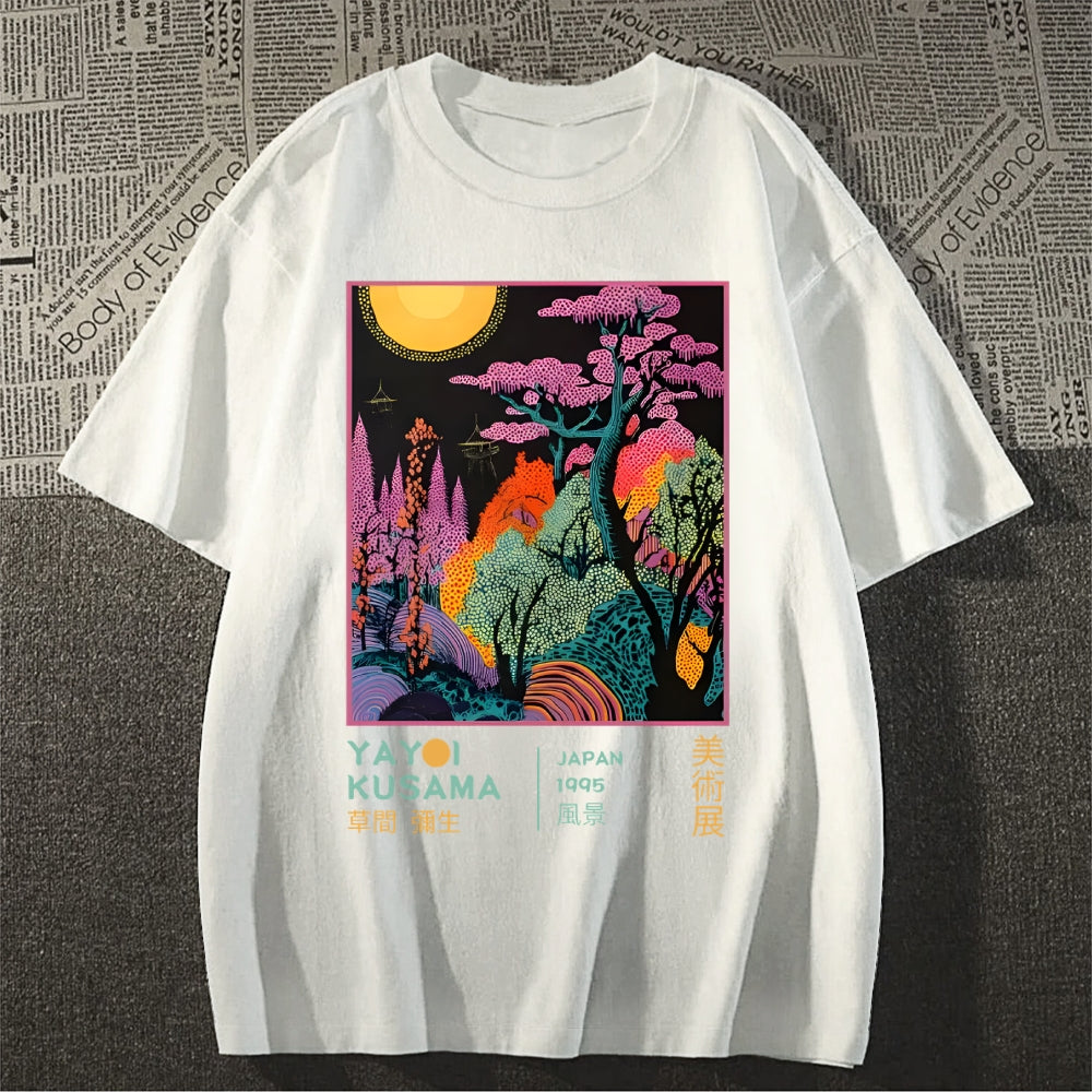 Unisex Classic Cotton Yayoi Kusama Tree Printed T-shirt