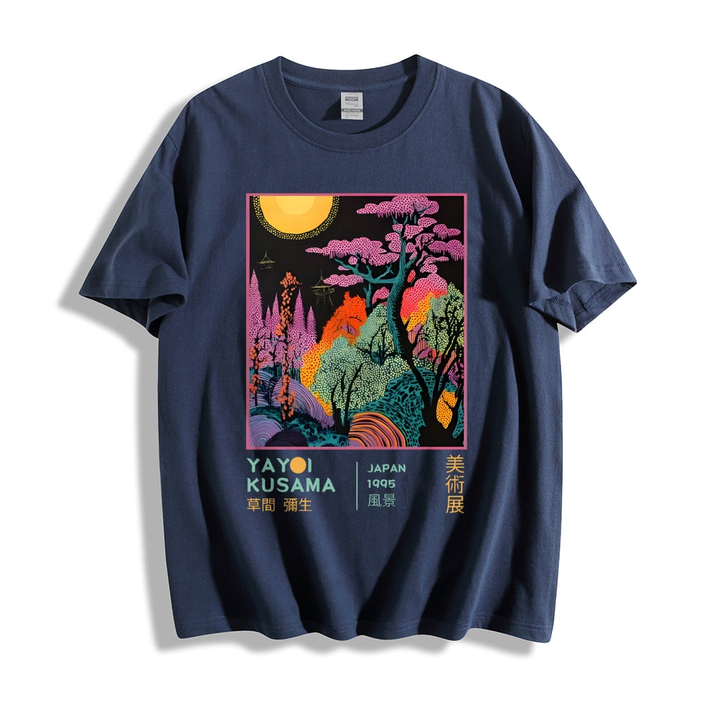 Unisex Classic Cotton Yayoi Kusama Tree Printed T-shirt