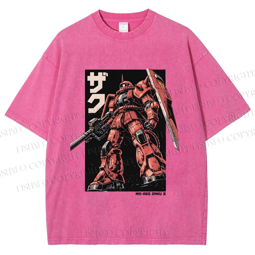 Unisex MS-06S ZAKU II Printed Washed Tee