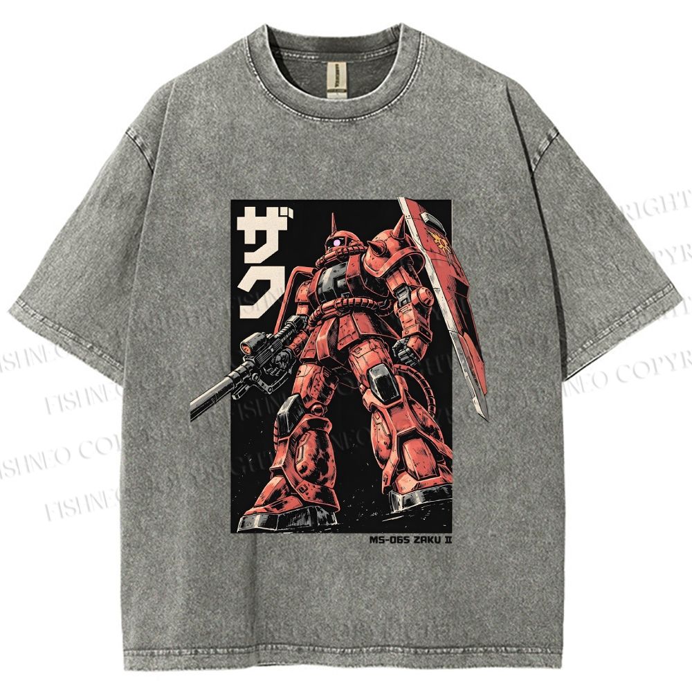 Unisex MS-06S ZAKU II Printed Washed Tee