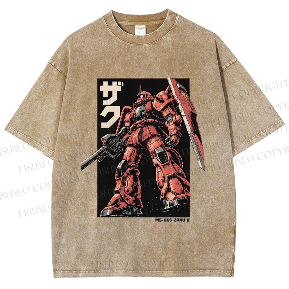 Unisex MS-06S ZAKU II Printed Washed Tee