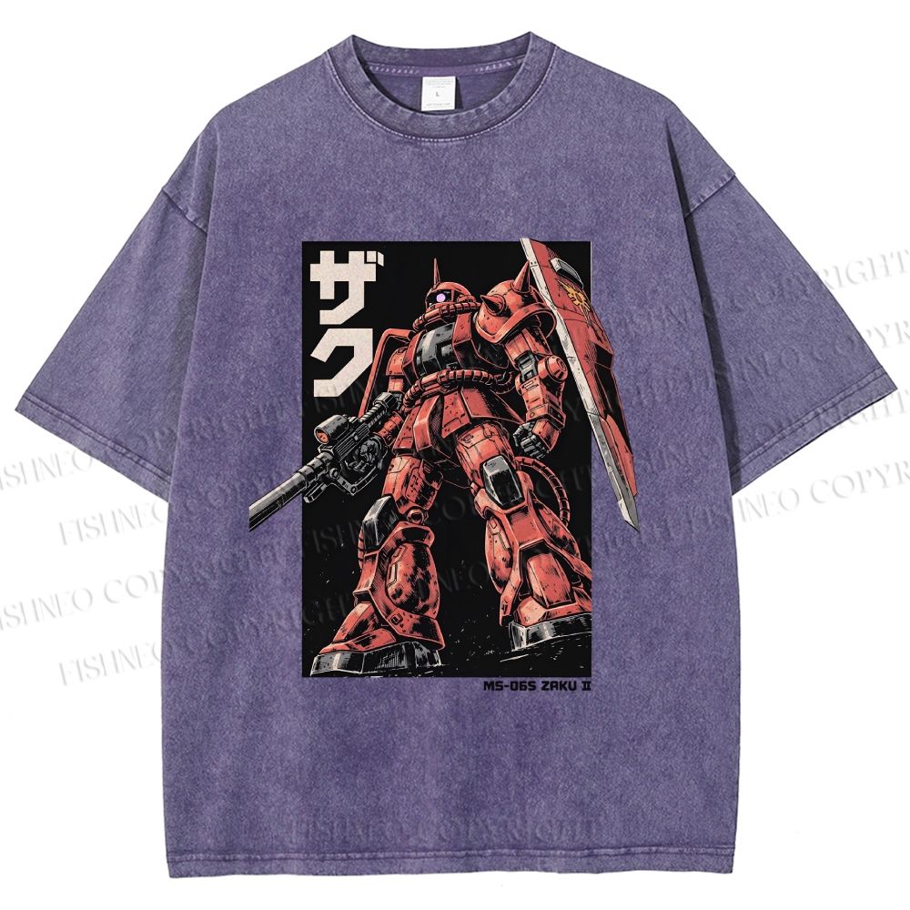 Unisex MS-06S ZAKU II Printed Washed Tee