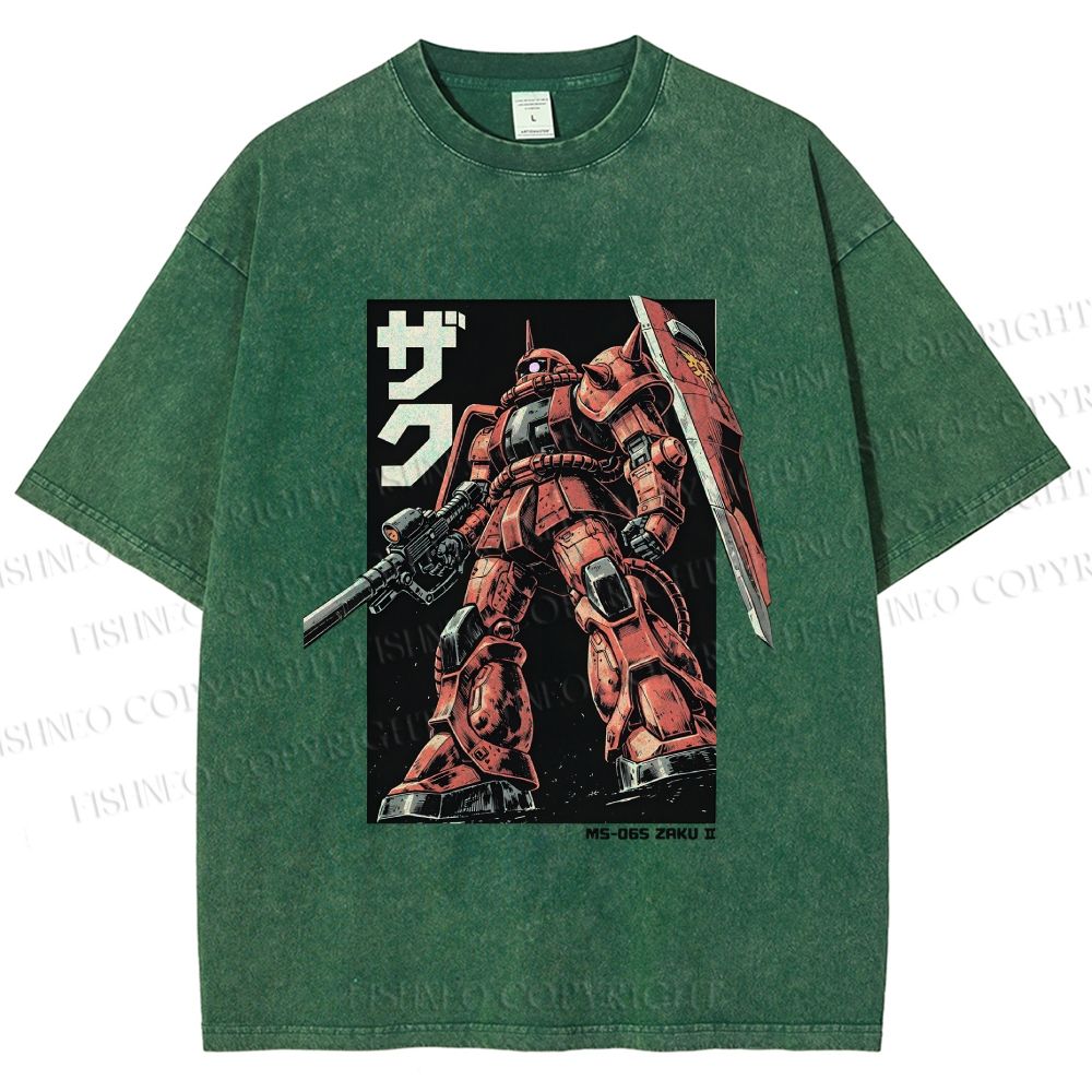 Unisex MS-06S ZAKU II Printed Washed Tee