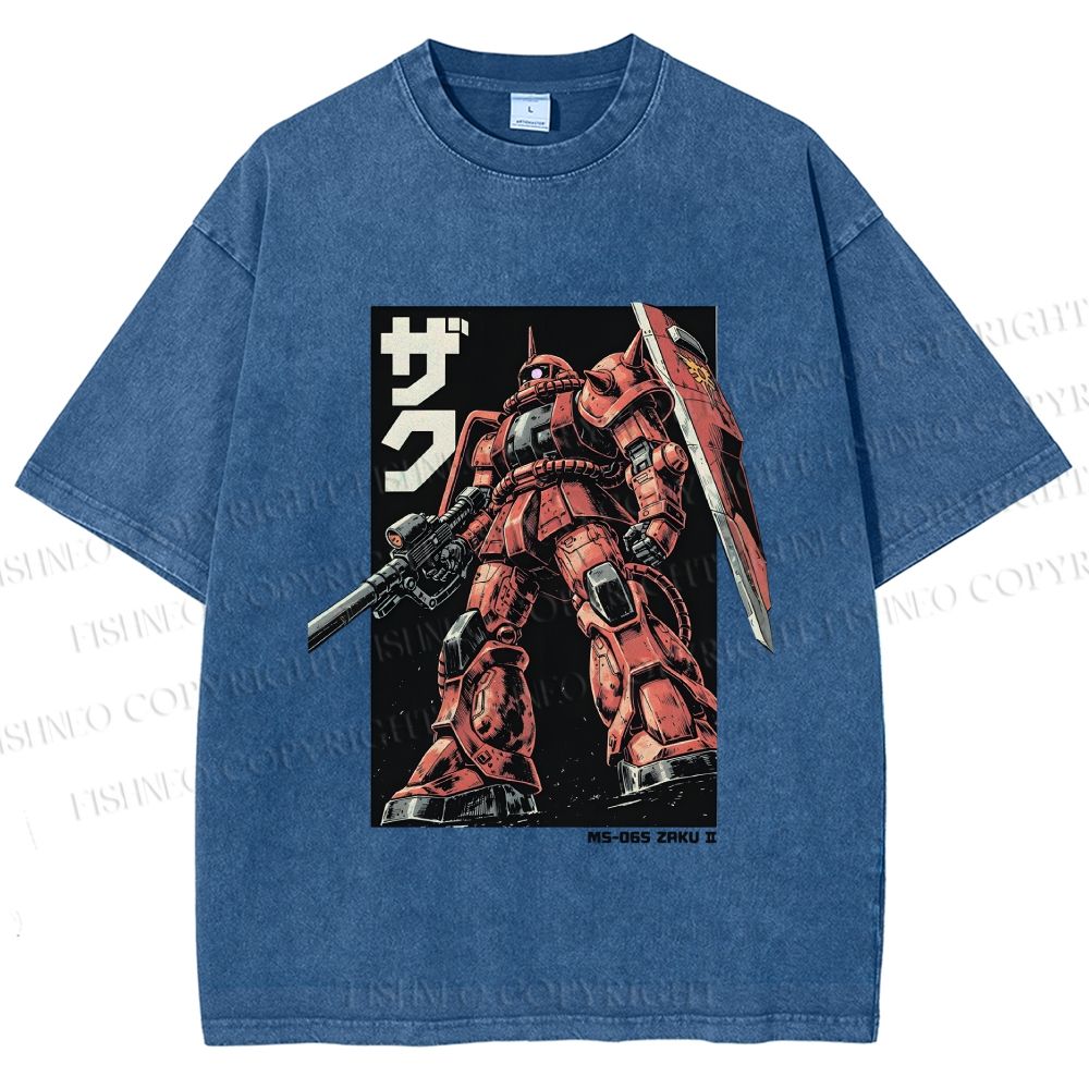 Unisex MS-06S ZAKU II Printed Washed Tee