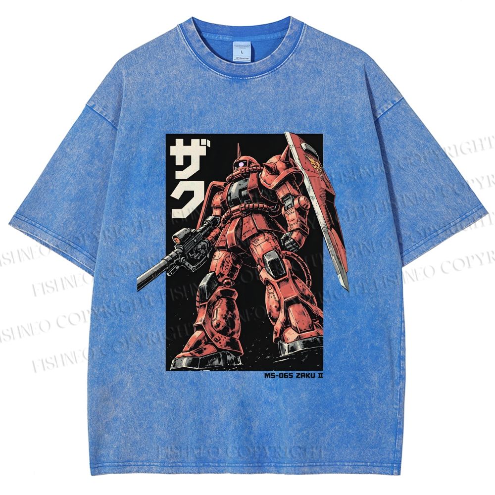 Unisex MS-06S ZAKU II Printed Washed Tee