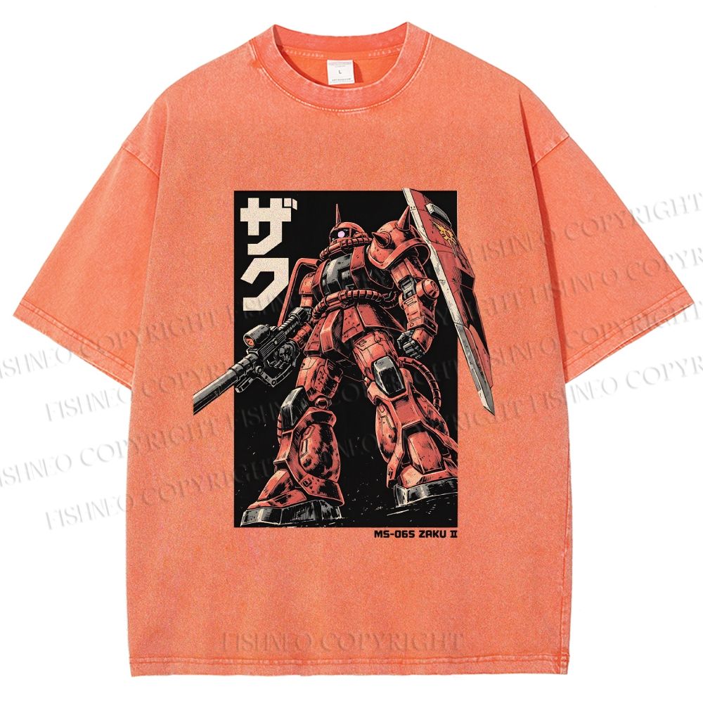 Unisex MS-06S ZAKU II Printed Washed Tee