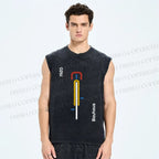 Unisex Bauhaus Bicycle Printed Washed Tank Top
