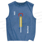 Unisex Bauhaus Bicycle Printed Washed Tank Top