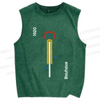 Unisex Bauhaus Bicycle Printed Washed Tank Top