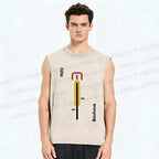 Unisex Bauhaus Bicycle Printed Washed Tank Top
