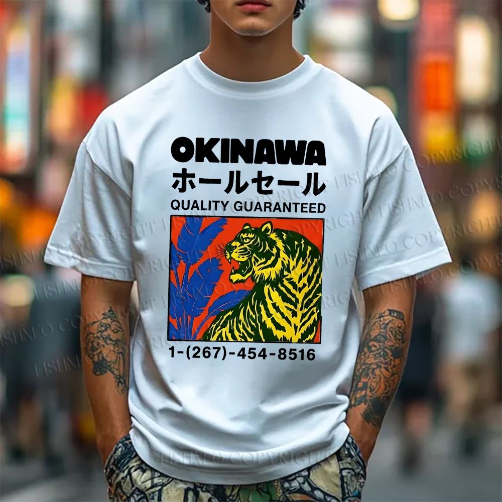 Unisex Classic Cotton Okinawa Tiger Printed T-shirt