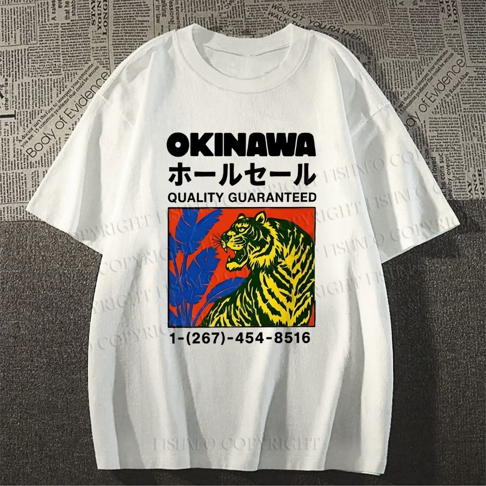 Unisex Classic Cotton Okinawa Tiger Printed T-shirt