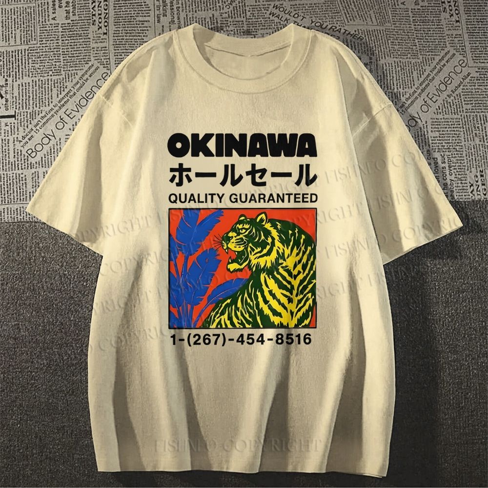 Unisex Classic Cotton Okinawa Tiger Printed T-shirt