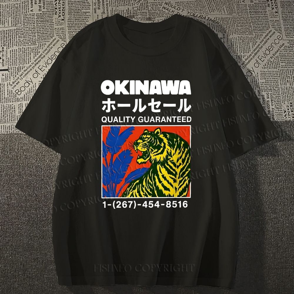 Unisex Classic Cotton Okinawa Tiger Printed T-shirt