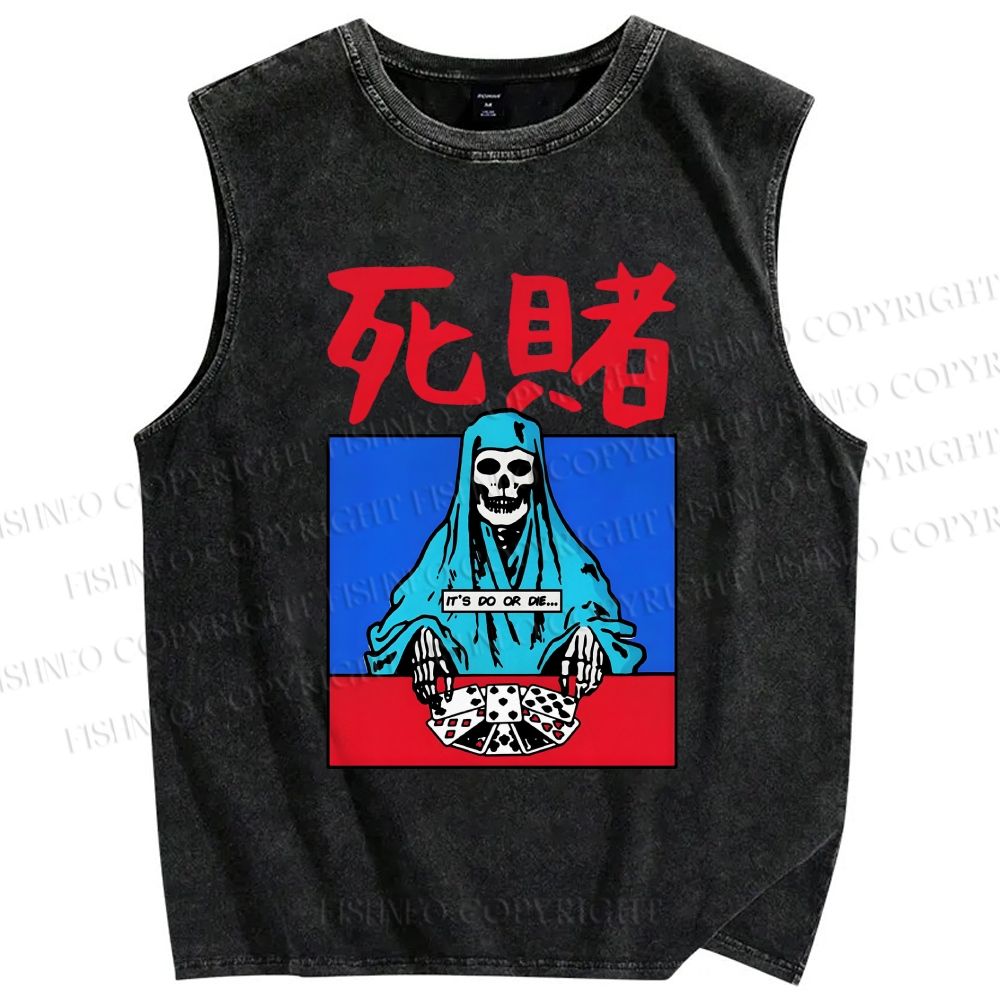 Unisex Do Or Die Printed Washed Tank Top