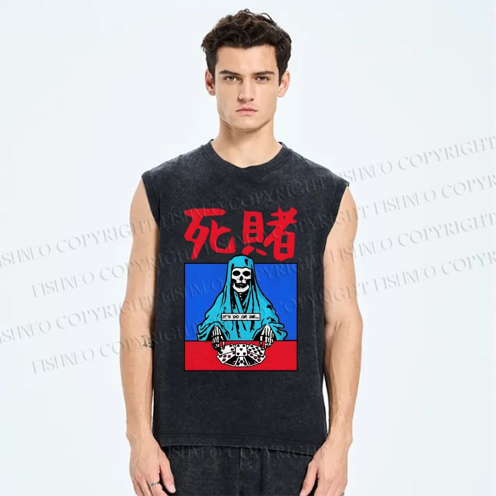 Unisex Do Or Die Printed Washed Tank Top