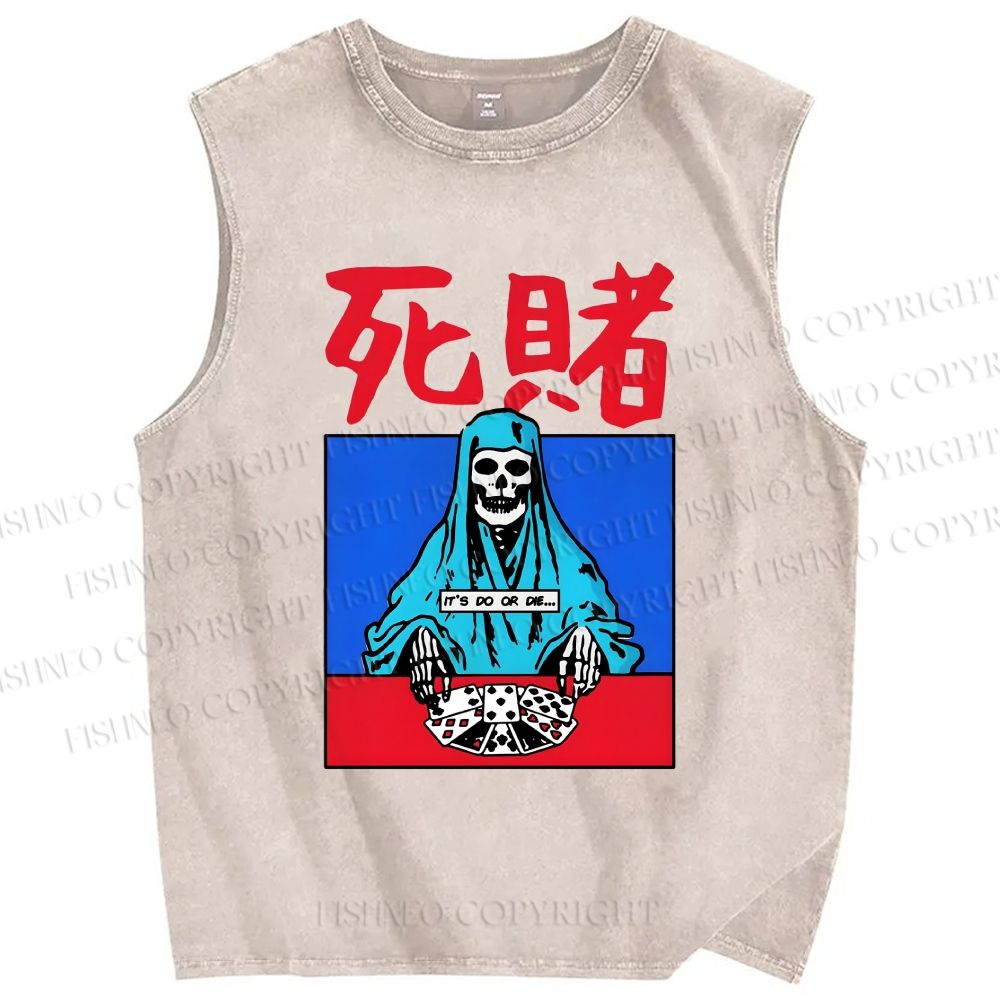 Unisex Do Or Die Printed Washed Tank Top