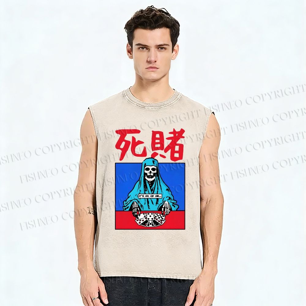 Unisex Do Or Die Printed Washed Tank Top