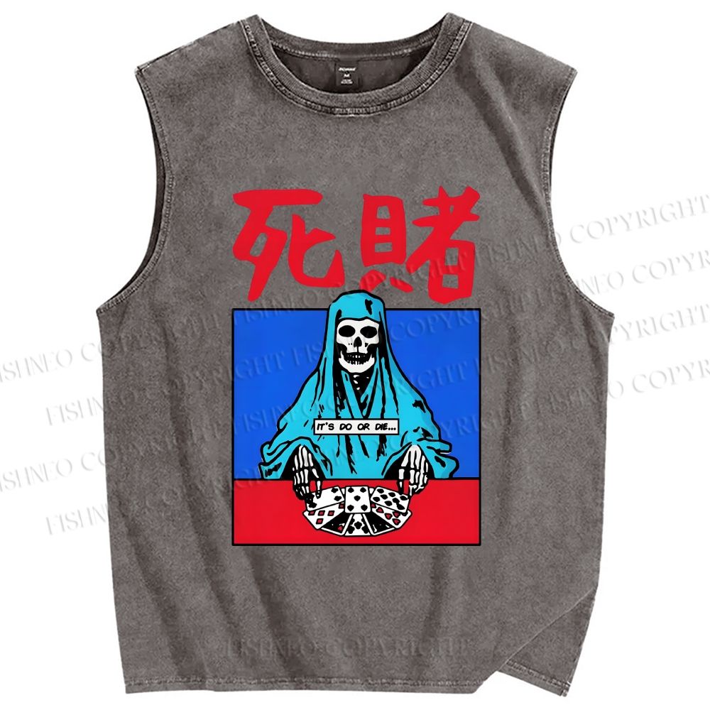 Unisex Do Or Die Printed Washed Tank Top