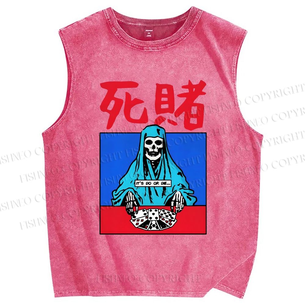 Unisex Do Or Die Printed Washed Tank Top