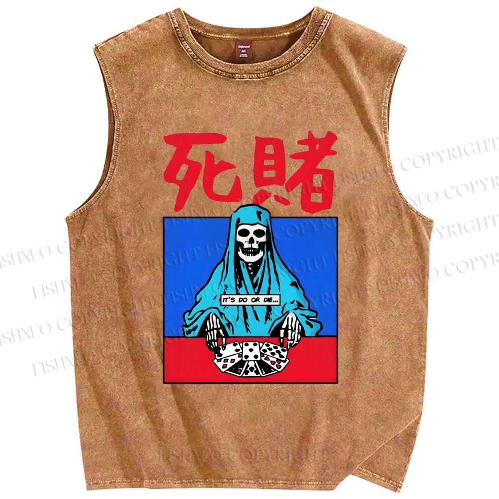 Unisex Do Or Die Printed Washed Tank Top