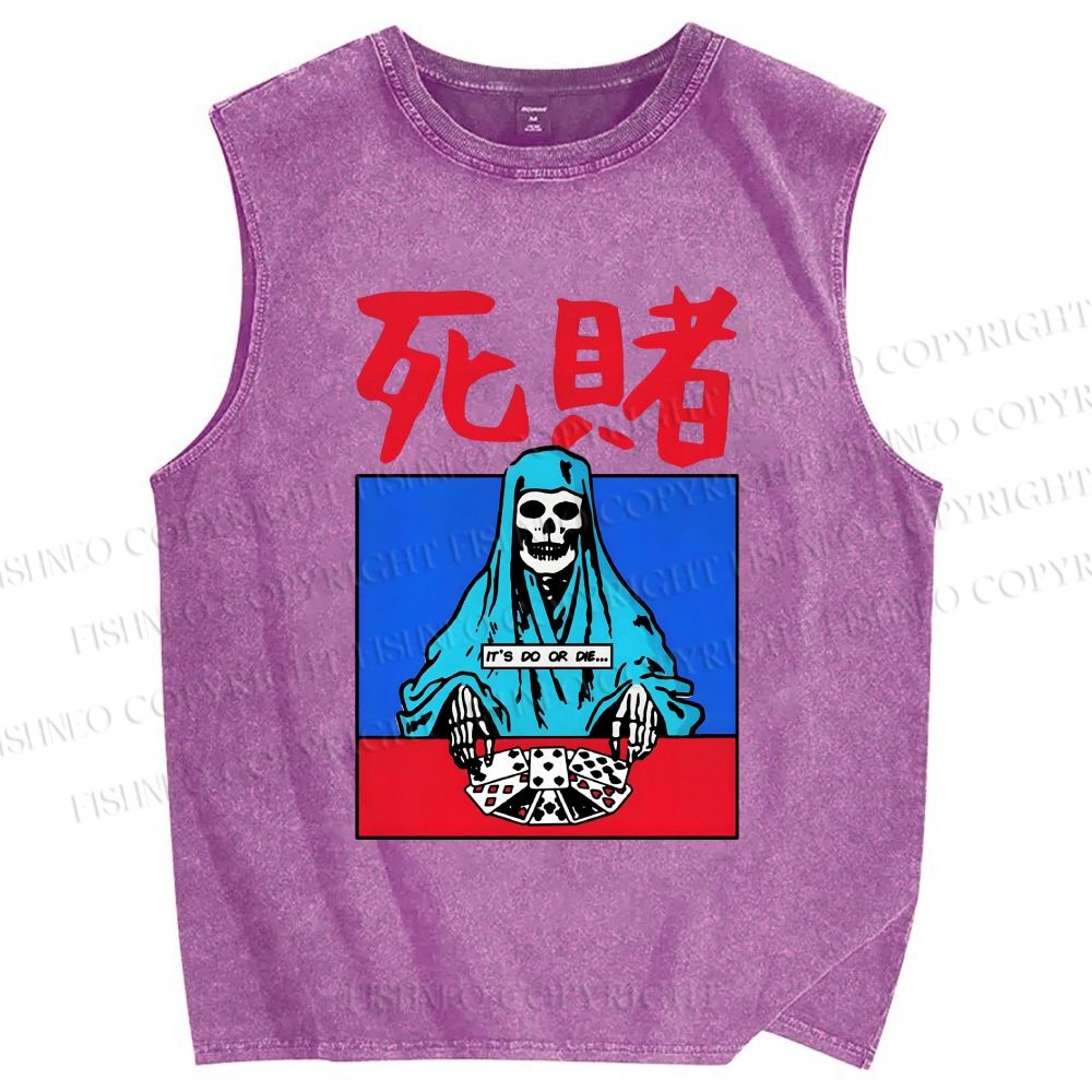 Unisex Do Or Die Printed Washed Tank Top