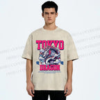 Unisex Tokyo Dragon Printed Washed Tee