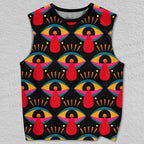 Unisex Spooky Mushroom Eyes Printed Tank Top