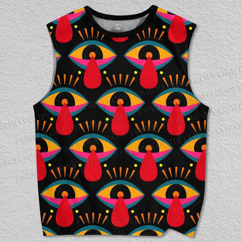 Unisex Spooky Mushroom Eyes Printed Tank Top