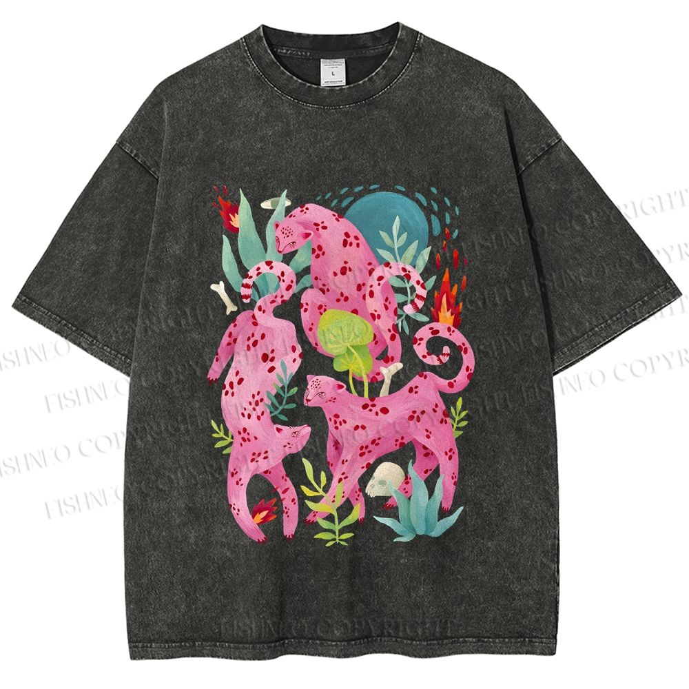 Unisex Pink Panthers Printed Washed Tee