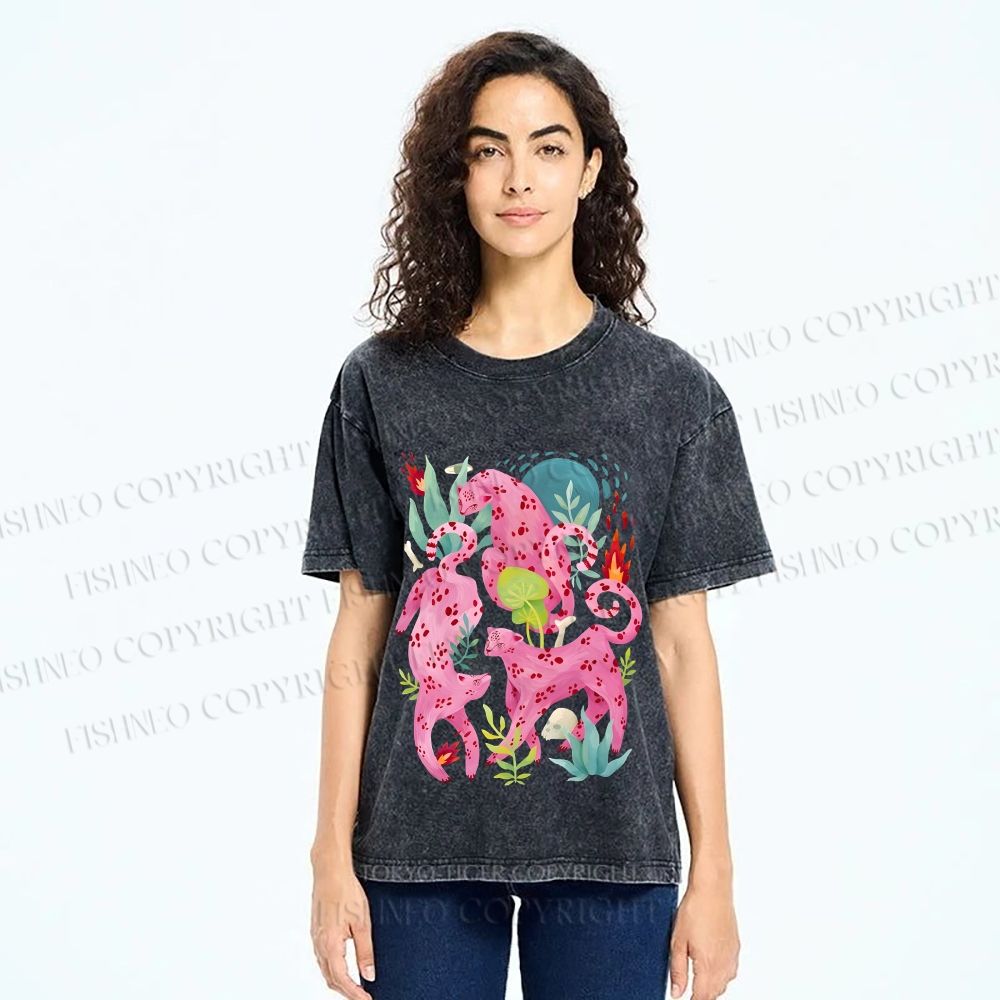 Unisex Pink Panthers Printed Washed Tee