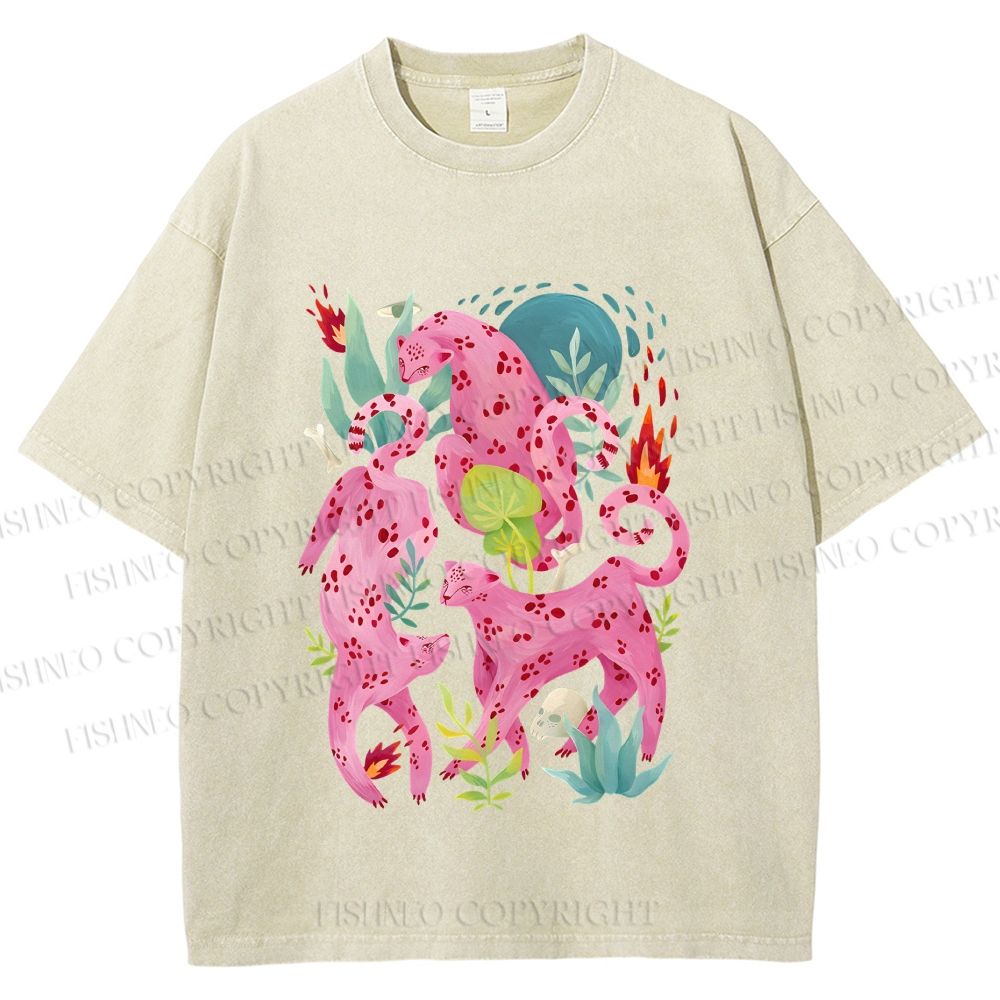 Unisex Pink Panthers Printed Washed Tee