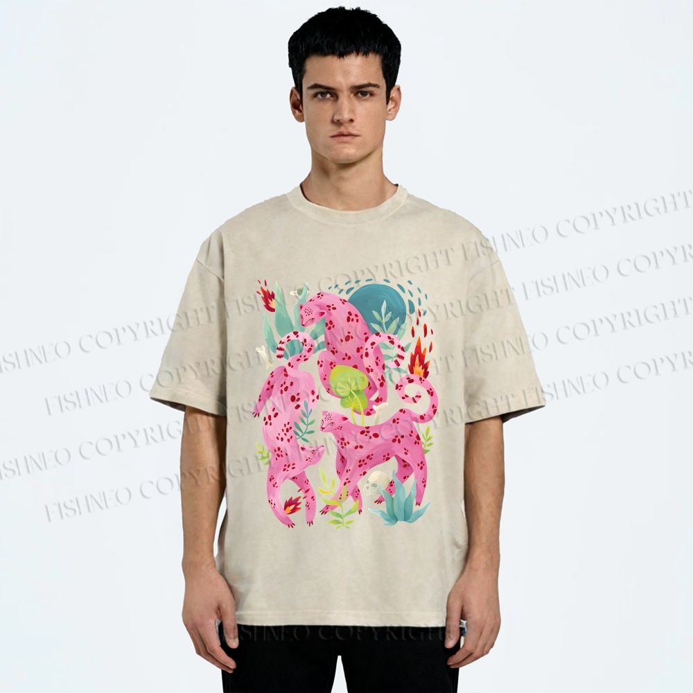 Unisex Pink Panthers Printed Washed Tee