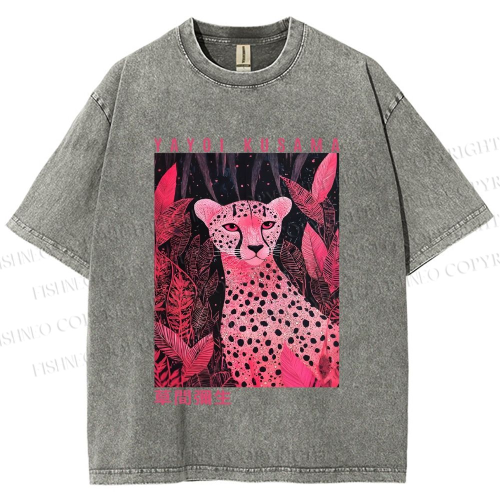 Unisex Yayoi Kusama Pink Panther Printed Washed Tee