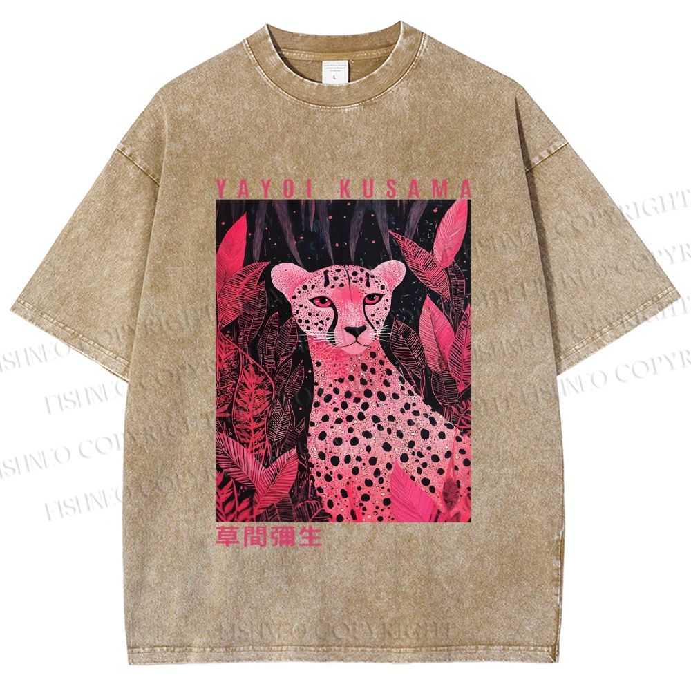Unisex Yayoi Kusama Pink Panther Printed Washed Tee