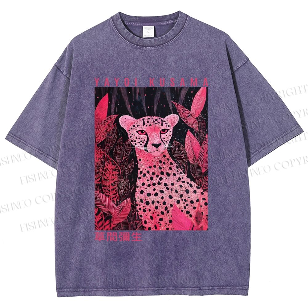 Unisex Yayoi Kusama Pink Panther Printed Washed Tee