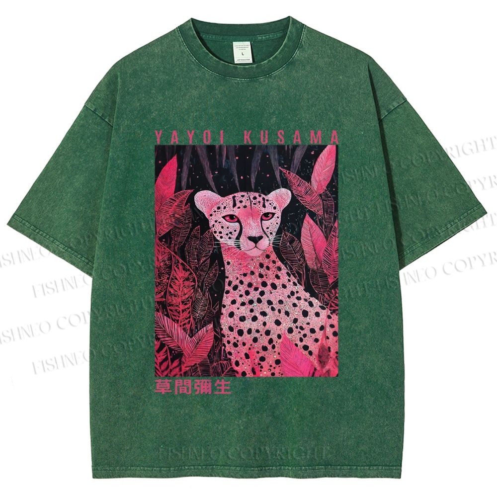 Unisex Yayoi Kusama Pink Panther Printed Washed Tee