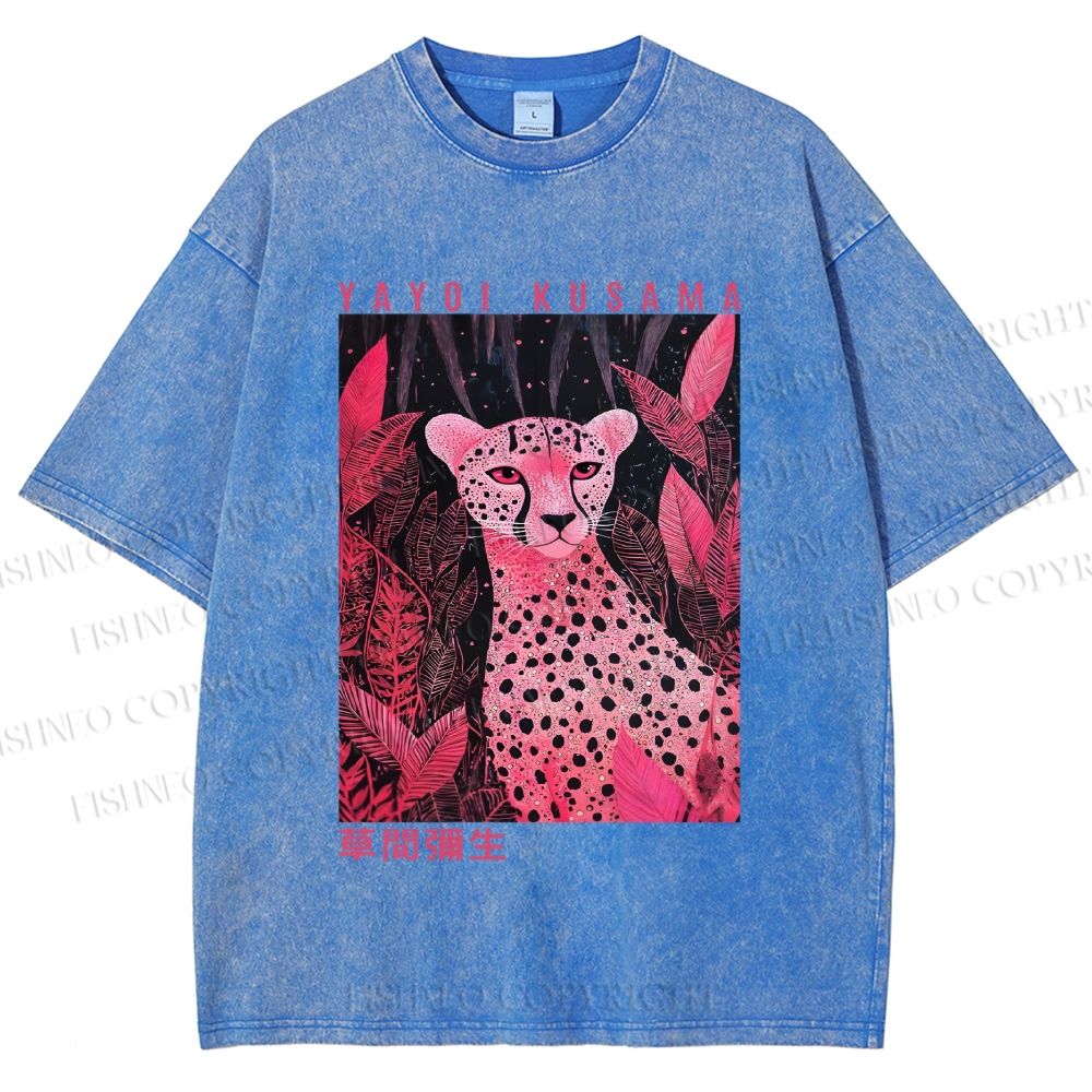 Unisex Yayoi Kusama Pink Panther Printed Washed Tee