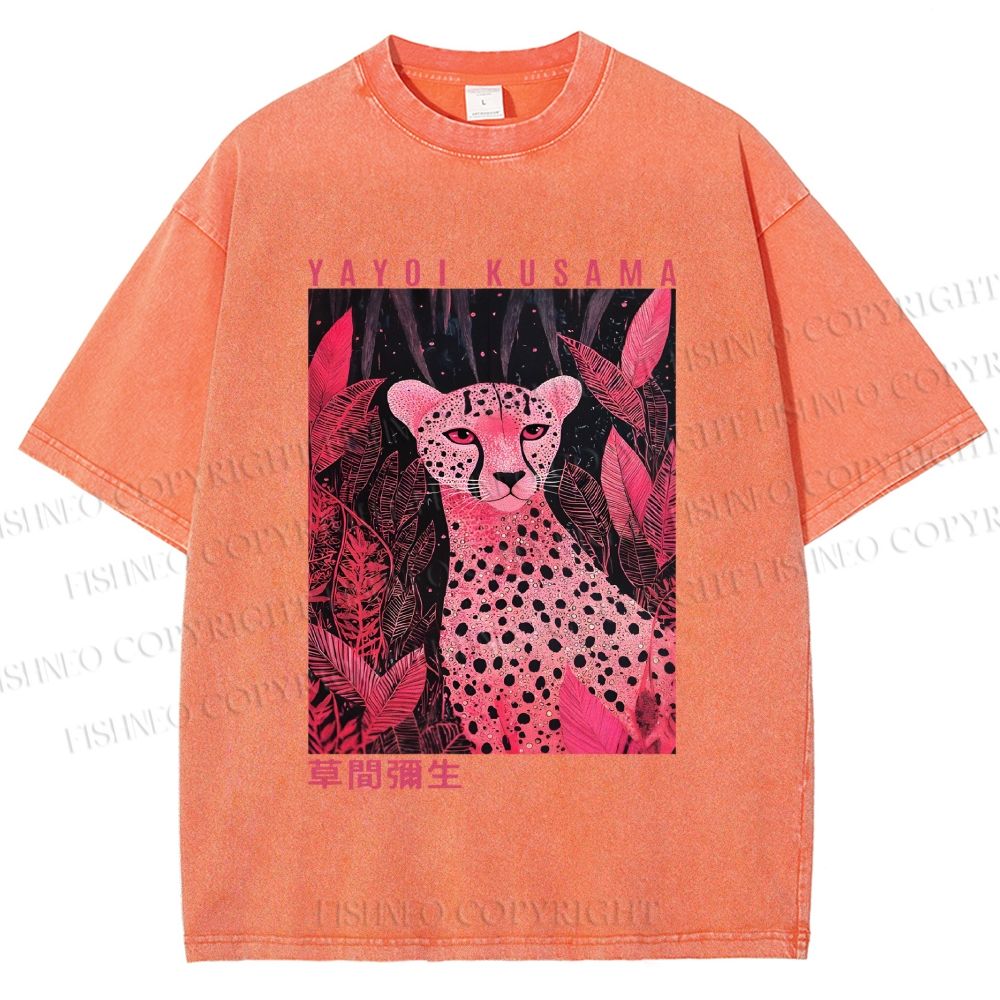 Unisex Yayoi Kusama Pink Panther Printed Washed Tee