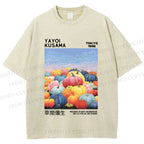 Unisex Yayoi Kusama Multicolor Pumpkin Printed Washed Tee