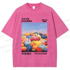 Unisex Yayoi Kusama Multicolor Pumpkin Printed Washed Tee