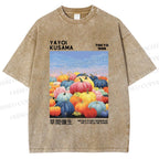 Unisex Yayoi Kusama Multicolor Pumpkin Printed Washed Tee