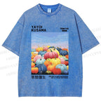 Unisex Yayoi Kusama Multicolor Pumpkin Printed Washed Tee