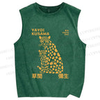 Unisex Yayoi Kusama Panthers Printed Washed Tank Top