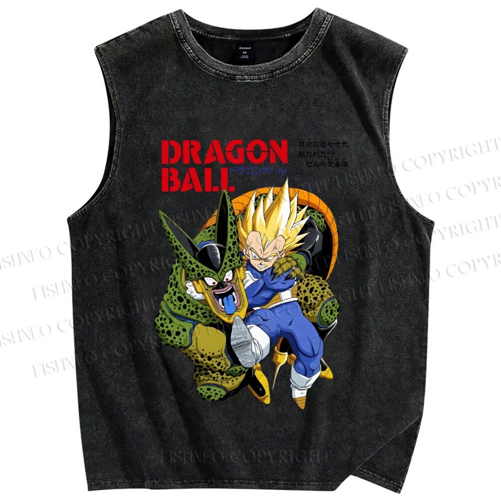 Unisex Super Vegeta Dragon Ball Printed Washed Tank Top