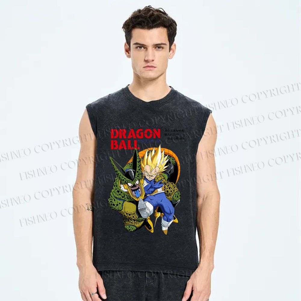 Unisex Super Vegeta Dragon Ball Printed Washed Tank Top