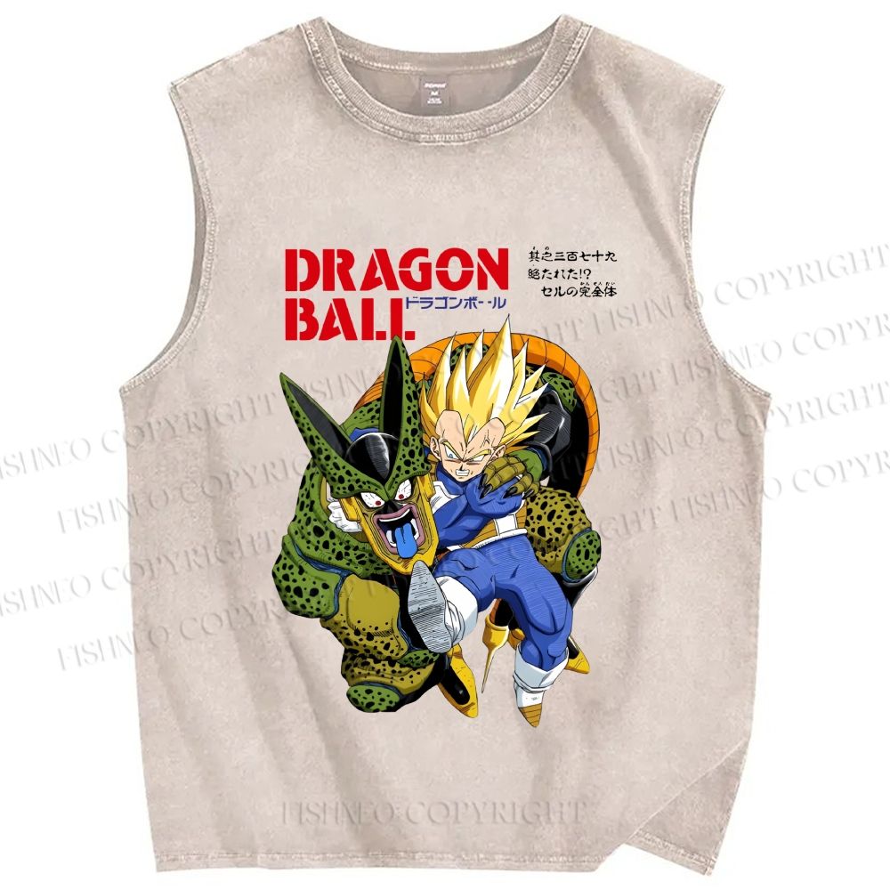 Unisex Super Vegeta Dragon Ball Printed Washed Tank Top